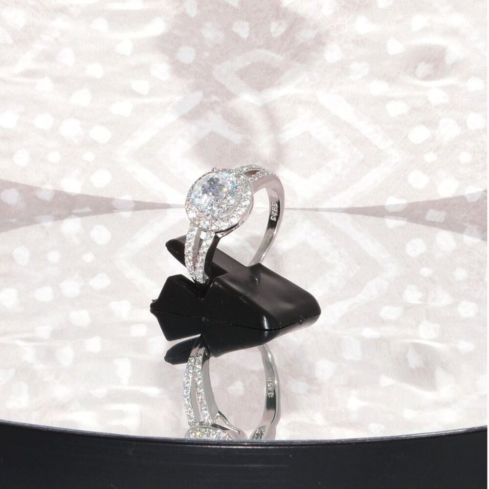 Victoria Halo Size 7 Cubic Zirconia 925 Sterling Silver Ring Gift Boxed - Picture 4 of 11